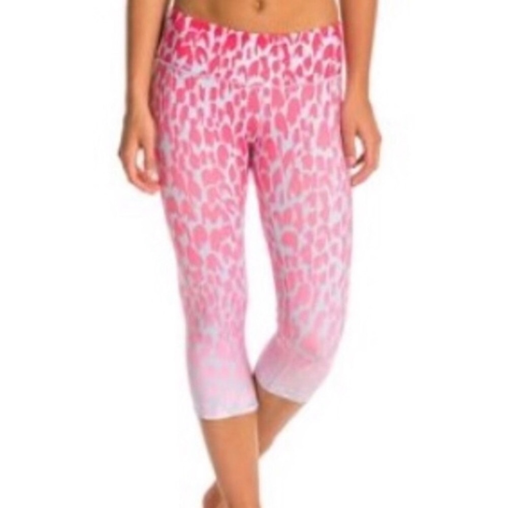 ALO Yoga Pink Animal Print Cropped Leggings